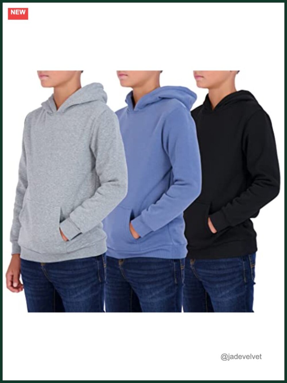 Youth Fleece Long Sleeve Pullover Hoodie Sweatshirt 3-Pack
